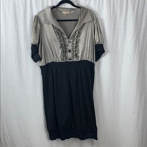Classy plus size ruffle vintage dress
